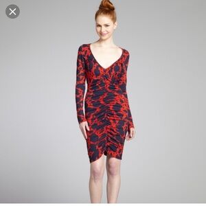 Rachel Pally - lipstick blot ink pattern, long sleeve, bodycon dress NWT Sz L